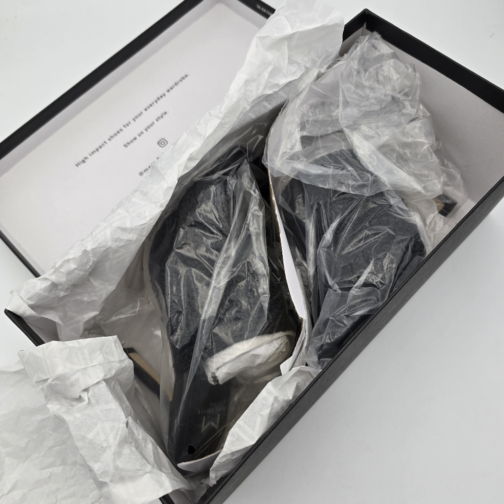 NIB Marc Fisher LTD Dako Square Toe Slip-on Heeled Dress Sandals—Black Crochet—6 - Picture 15 of 16